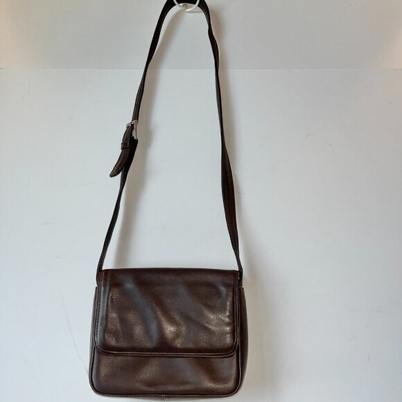 Vintage Talbots Chocolate Brown Leather Shoulder Bag NWOT - Picture 3 of 15